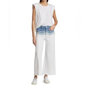 7 FOR ALL MANKIND High-Rise Tri-Color Chevron Crop Flare Jeans, Women's 29